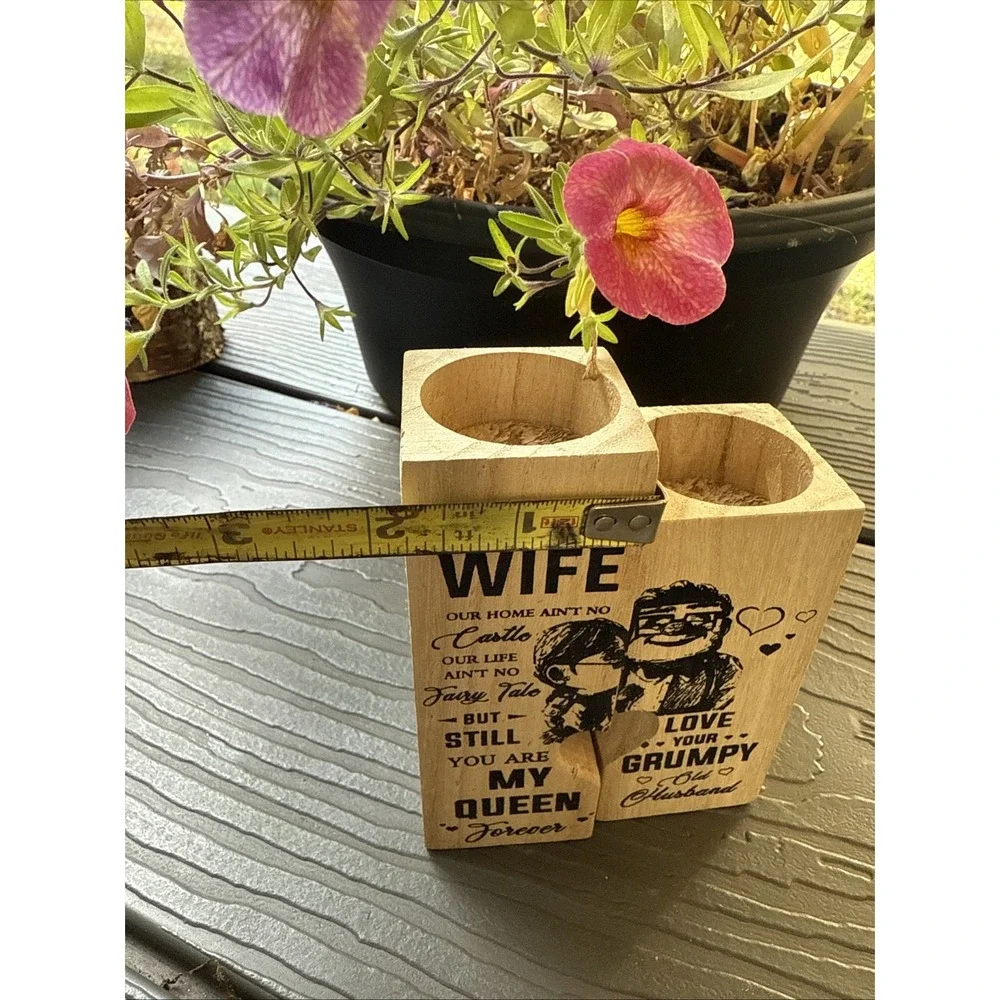 Wooden Votive Candle Holders Gift for Husband & Wife Anniversary.